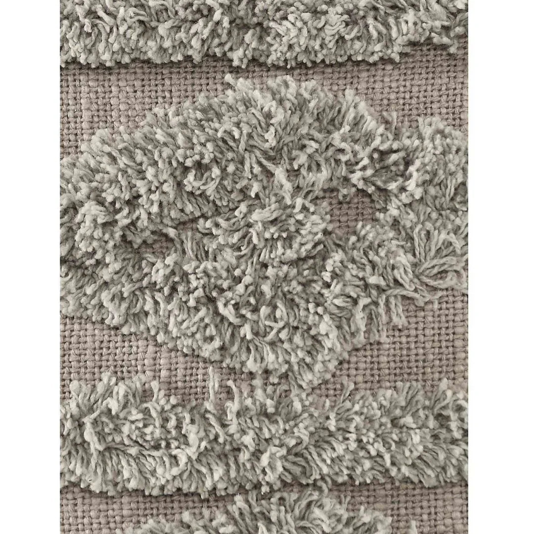 Grey Cushion Cover with Tassels | 40x40cm | Tufted Cotton | Boho Style