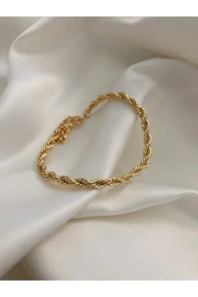 BEHRAM Kadın Gold Renk Burgu Zincir Bileklik ( Kaplamadır