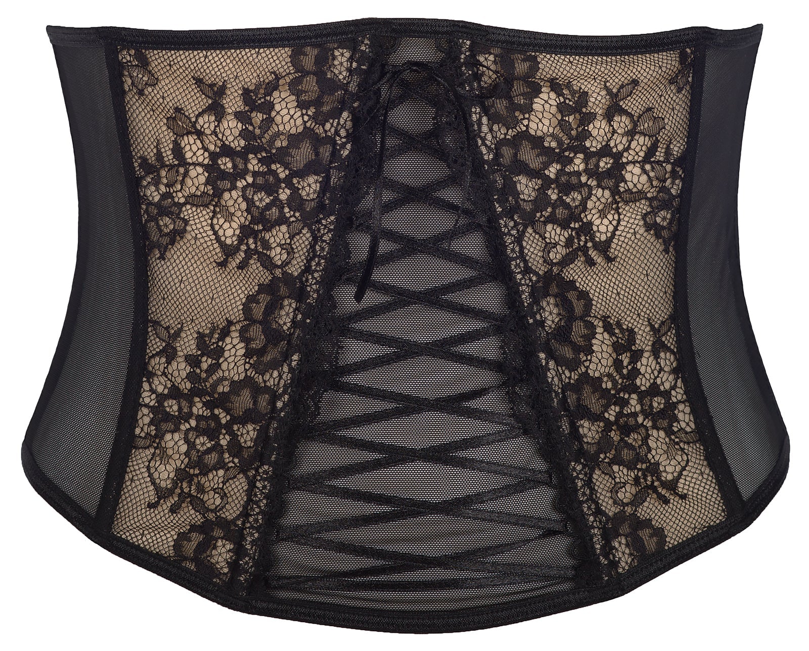 Sheer Lace-Up Waist Cincher Axami Peanut Tarte